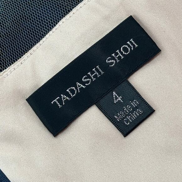 Tadashi Shoji Midnight Blue Brogan Nude Lace Cocktail Dress - Picture 10 of 11